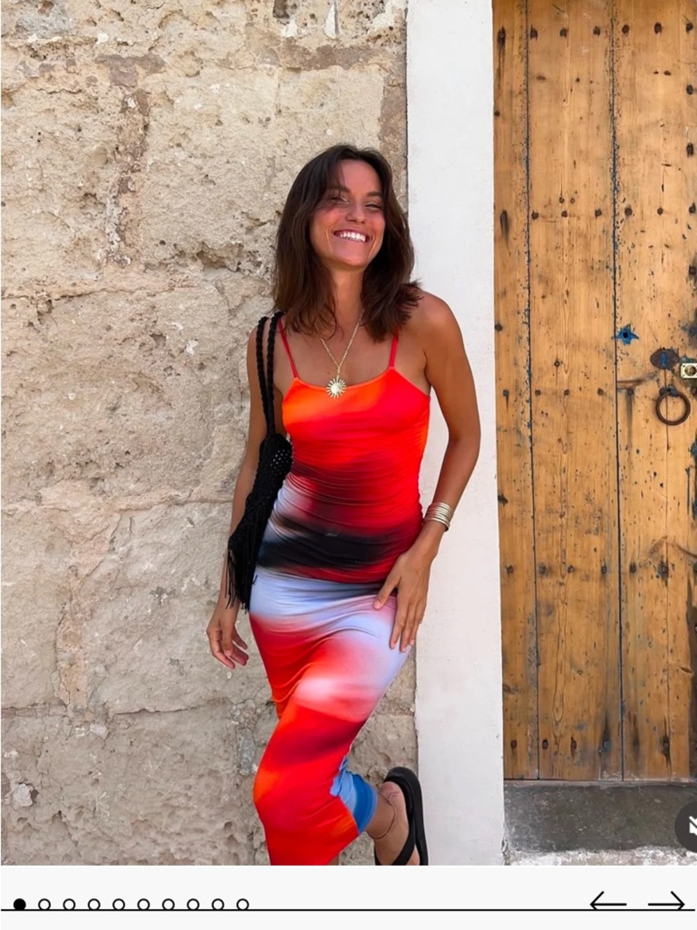 Vibrant Red Ombre Maxi Slip Dress with Spaghetti Straps
